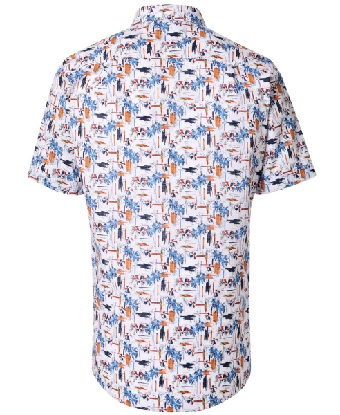 REDMOND Kurzarmhemd weiss multicolor Print Casual Comfort Fit